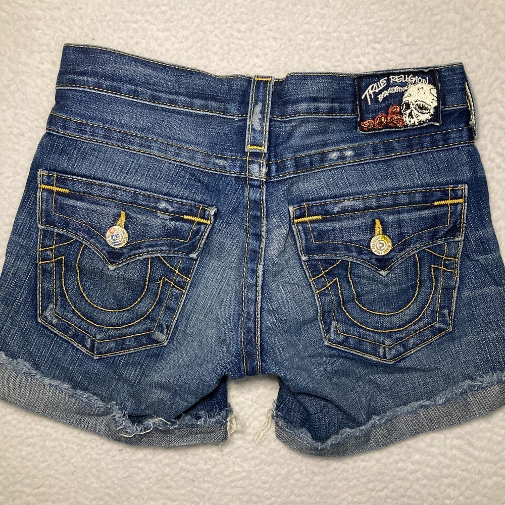 Vtg True Religion USA Made Jayde Shorts Womens Sz 24 (Fit 28) Embroider Y2K RARE - Picture 9 of 14
